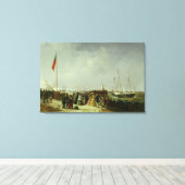 Het vertrek van het stoompakket in Boulogne Canvas Afdruk (Insitu (Houten vloer))