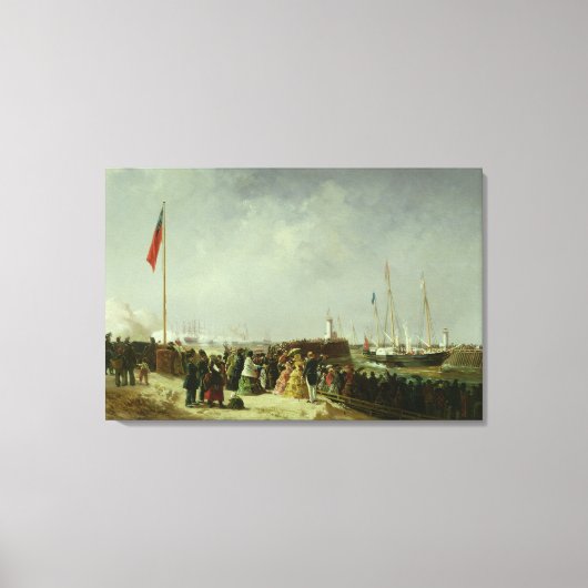 Het vertrek van het stoompakket in Boulogne Canvas Afdruk (Voorkant)