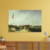 Het vertrek van het stoompakket in Boulogne Canvas Afdruk (Insitu (Woonkamer))