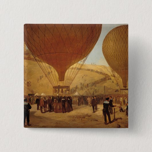 Het vertrek van Leon Michel Gambetta Vierkante Button 5,1 Cm (Voorkant)