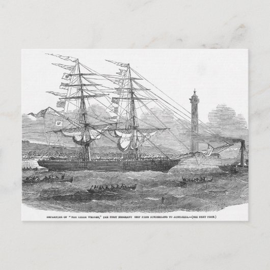 Het vertrek van 'The Lizzie Webber' Briefkaart (Voorkant)