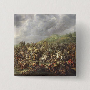 Het Verval van Porus door Alexander de Grote Vierkante Button 5,1 Cm