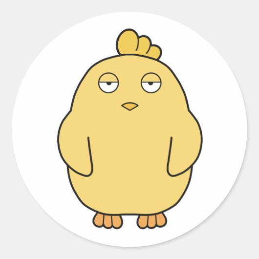 Het verveelde kuiken ronde sticker (Voorkant)