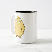 Het verveelde kuiken tweekleurige koffiemok (Voorkant links)
