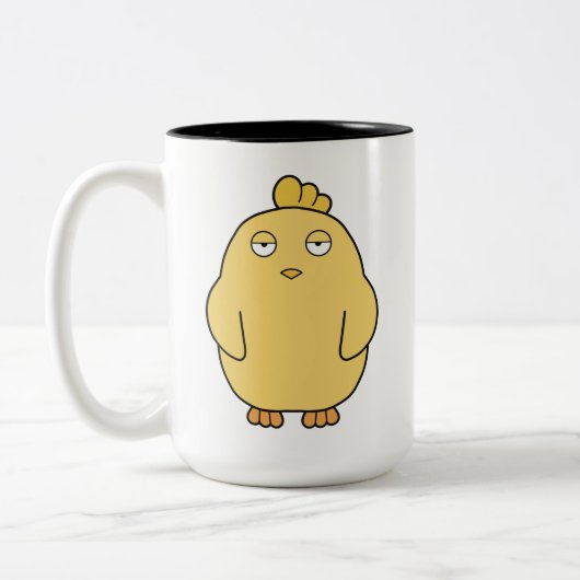 Het verveelde kuiken tweekleurige koffiemok (Links)
