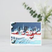 Het vervoeren naar een dorp in de winter,  briefkaart (Staand voorkant)