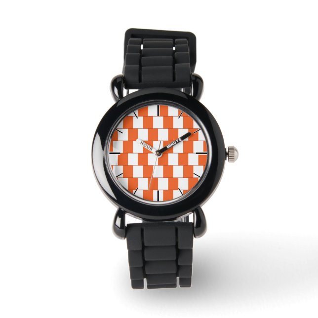 Het verwarren lijnen Oranje Horloge (Voorkant)
