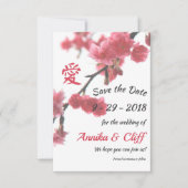 Het verwelkomen van het symbool van de Lente Sakur Save The Date (Voorkant)