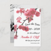 Het verwelkomen van het symbool van de Lente Sakur Save The Date (Voorkant / Achterkant)