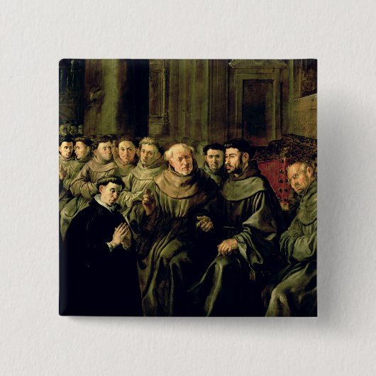 Het verwelkomen van St. Bonaventure in de Francisc Vierkante Button 5,1 Cm (Voorkant)