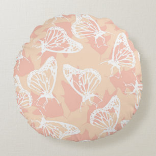 Het verzachten van het Peach White Butterfly Patte Rond Kussen