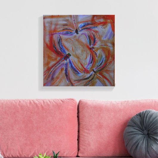 Het verzamelen van abstracte libellen canvas (Insitu (Woonkamer))