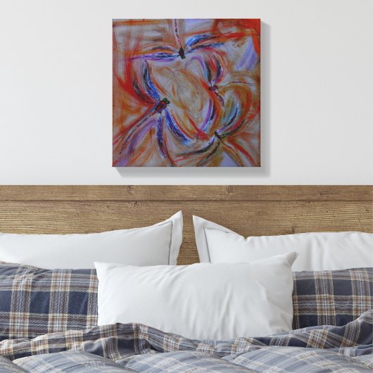 Het verzamelen van abstracte libellen canvas afdruk (Insitu (Slaapkamer))