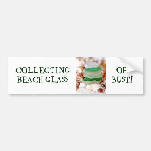 HET VERZAMELEN VAN BEACH GLAS OF BUST! BUMPERSTICKER (Voorkant)