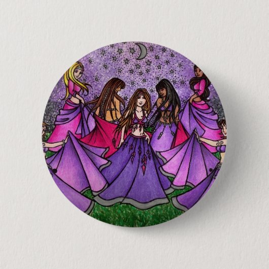 Het verzamelen van Belly Dancers in Paars Ronde Button 5,7 Cm (Voorkant)