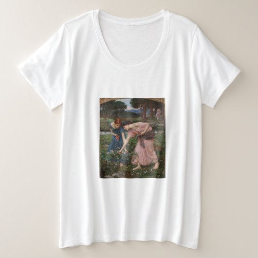 Het verzamelen van bloemen door John Waterhouse Grote Maat T-shirt (Design voorkant)