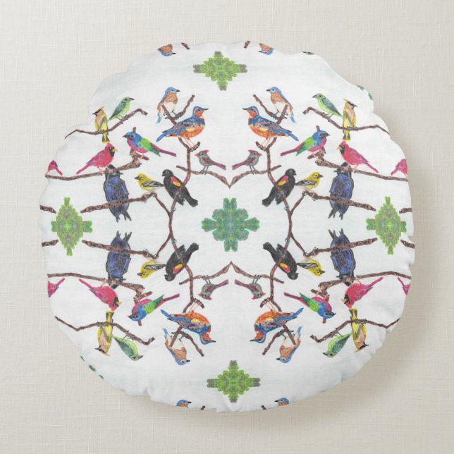 Het verzamelen van gevlekte zongvogels rond de loo kussen (Voorkant)