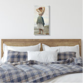 Het verzamelen van kiezels op het strand in Italië Canvas Afdruk (Insitu (Slaapkamer))