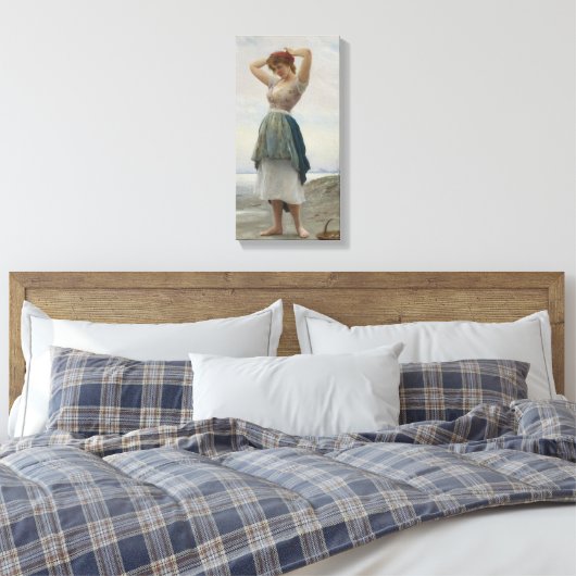 Het verzamelen van kiezels op het strand in Italië Canvas Afdruk (Insitu (Slaapkamer))