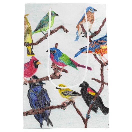 Het verzamelen van kleurrijke zongvogels Gemiddeld Medium Cadeauzakje (Achterkant)