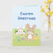 Het verzamelen van Paaseieren Wenskaart Kaart (Gele Bloem)