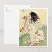 Het verzamelen van Roos Petals Illustratie Briefkaart (Voorkant / Achterkant)