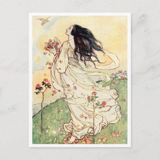 Het verzamelen van Roos Petals Illustratie Briefkaart (Voorkant)