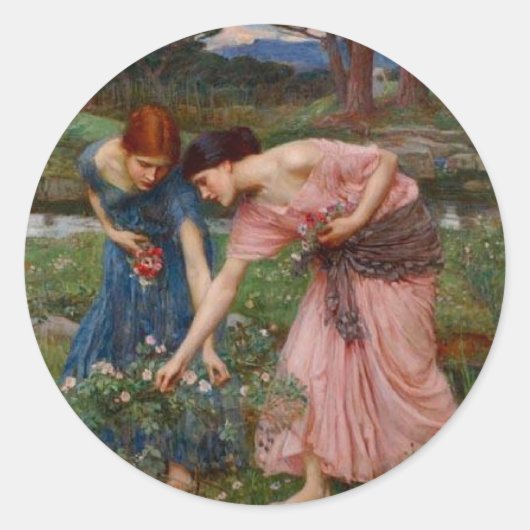 Het verzamelen van rosebuds ronde sticker (Voorkant)