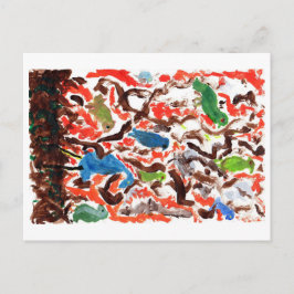 Het verzamelen van vogels in een briefkaart van de