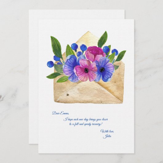 Het verzenden van bloemen krijgen goed Kaart (Voorkant / Achterkant)