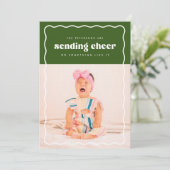 Het verzenden van Cheer Holiday Flat Photo Card Feestdagenkaart (Staand voorkant)