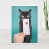 Het verzenden van een glimlach grappige kat met mo feestdagen kaart (Voorkant)