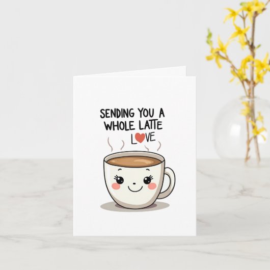 Het verzenden van een hele latte love coffee pun K Kaart (Gele Bloem)