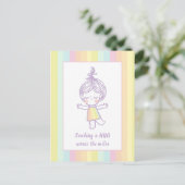 Het verzenden van een hug Cute Pastel Rainbow Girl Briefkaart (Staand voorkant)