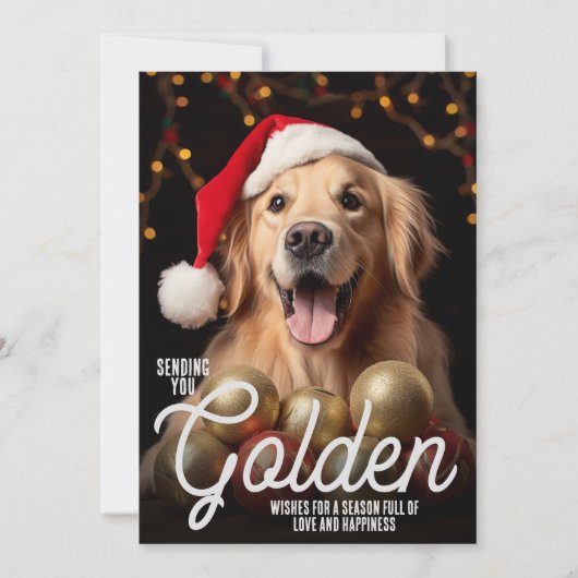 Het verzenden van gouden wensen Kerstmis Retriever Feestdagenkaart (Voorkant)