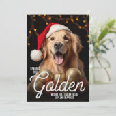 Het verzenden van gouden wensen Kerstmis Retriever Feestdagenkaart (Staand voorkant)