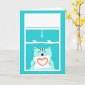 Het verzenden van het Kat van de Liefde in een Ven Kaart (Gele Bloem)