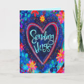 Het verzenden van Hugs Blue Heart Floral Inspiriv Kaart (Voorkant)