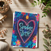 Het verzenden van Hugs Blue Heart Floral Inspiriv Kaart