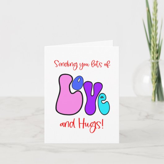 Het verzenden van je houdt van en knuffelt Retro 7 Kaart (Voorkant)