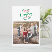 Het verzenden van Kerstmis Cheer & Pine takken, fo Feestdagenkaart (Staand voorkant)