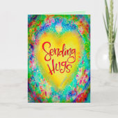 Het verzenden van knuffels Geel Hart Bloemen  Kaart (Voorkant)