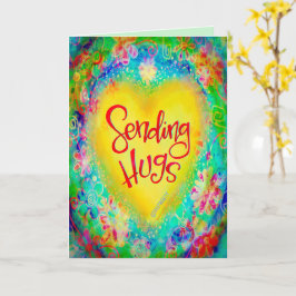 Het verzenden van knuffels Geel Hart Bloemen  Kaart