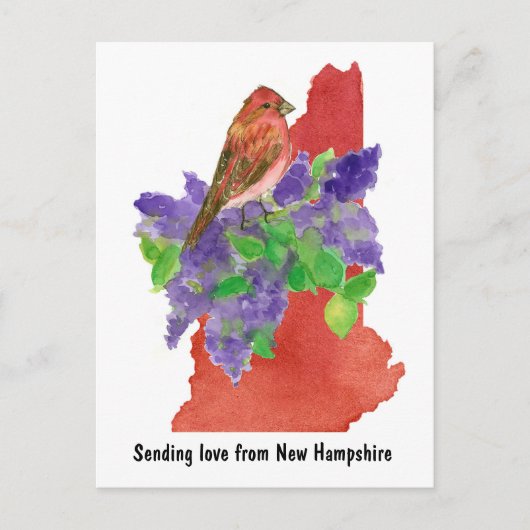 Het verzenden van liefde New Hampshire Paarse vink Briefkaart (Voorkant)