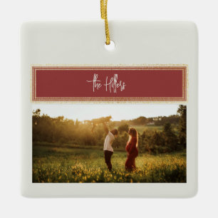 Het verzenden van liefde rood en goud foto collage keramisch ornament