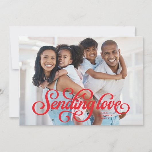 Het verzenden van liefde schattige rode een foto V Feestdagenkaart (Voorkant)