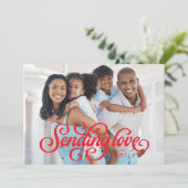 Het verzenden van liefde schattige rode een foto V Feestdagenkaart (Staand voorkant)