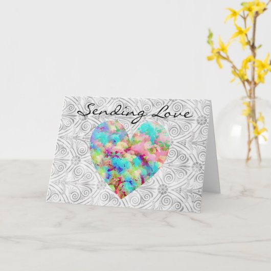 Het verzenden van Liefde  Stijl Hart Note Kaart (Gele Bloem)