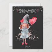 Het verzenden van Mijn Liefde Waterverf Lady Gnome Feestdagenkaart (Voorkant)
