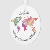 het verzenden van onze liefde over de wereldkaart ornament (voorkant)